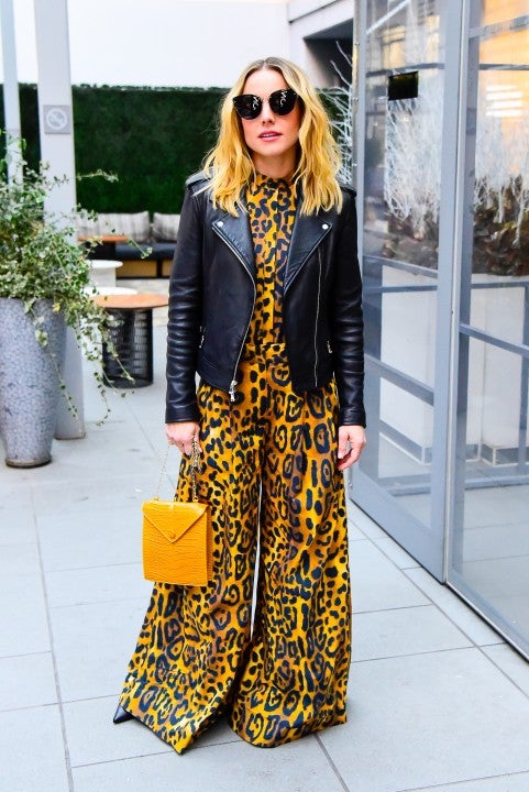 Kristen Bell in leopard print in nyc