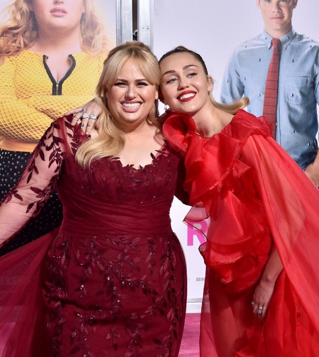 Rebel Wilson and Miley Cyrus at the premiere of  'Isn't It Romantic' 