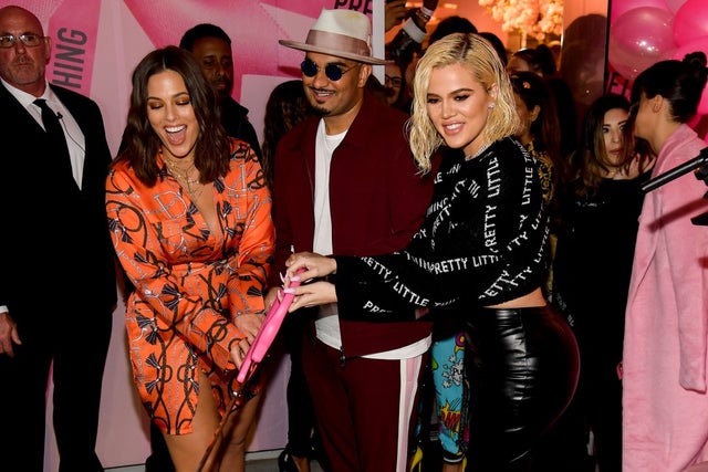 Ashley Graham, co-founder and CEO of PrettyLittleThing Umar Kamani and Khloe Kardashian attends the PrettyLittleThing LA Office Opening Party 
