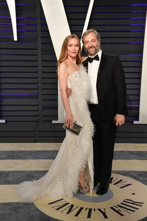Leslie Mann and Judd Apatow at vf party