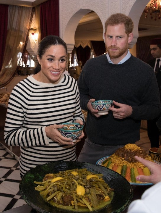 Meghan Markle and Prince Harry try food in Morocco