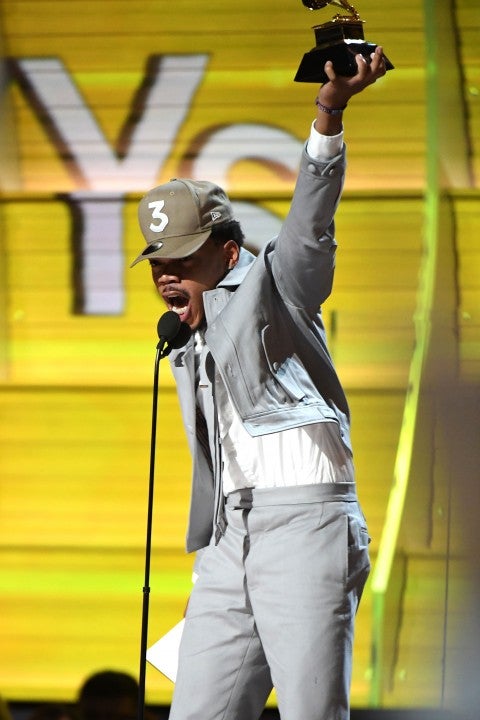  Chance the Rapper accepts the award for Best New Artist at 2017 grammys