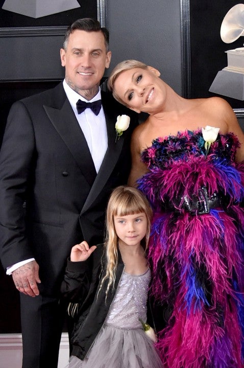 Carey Hart, Willow and Pink at 2018 grammys