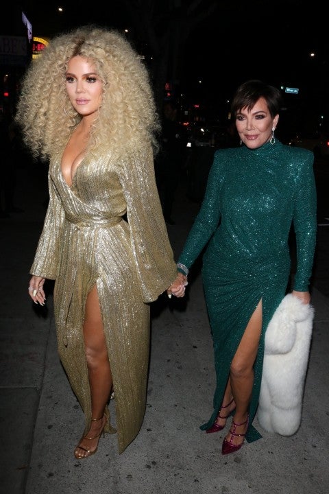 Khloe Kardashian and Kris Jenner arrive at diana ross' 75th birthday