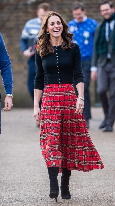 Kate Middleton in tartan skirt