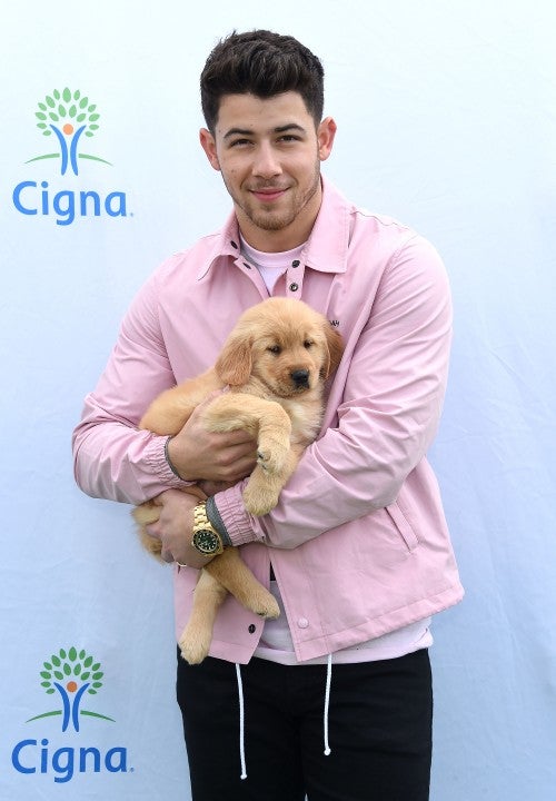 Nick Jonas with dog for cigna