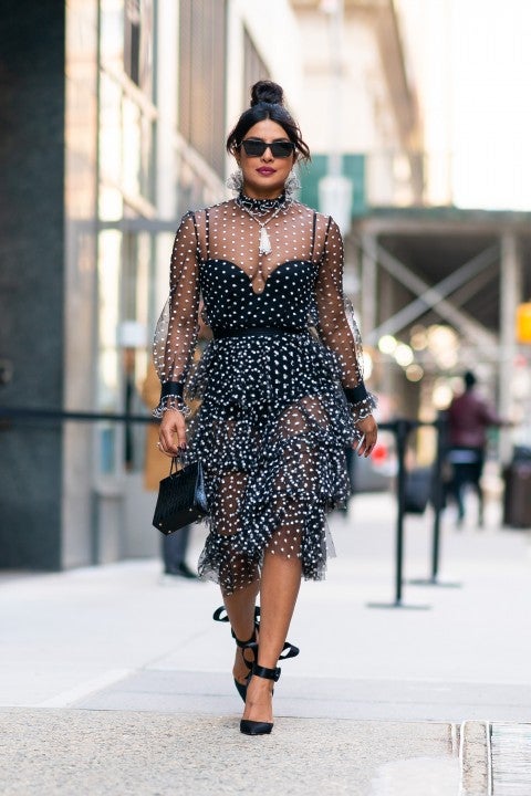 Priyanka Chopra in sheer dress in NYC