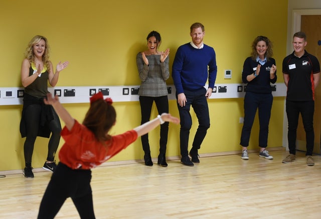 Meghan and Harry at a street dance class in cardiff
