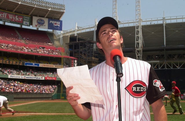 Luke Perry at Reds game in 2002