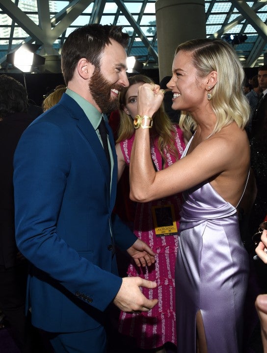 Chris Evans and Brie Larson at endgame premiere