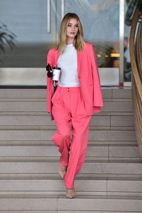 Rosie Huntington-Whiteley in pink suit