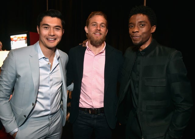 Henry Golding, Charlie Hunnam, and Chadwick Boseman at CinemaCon 2019