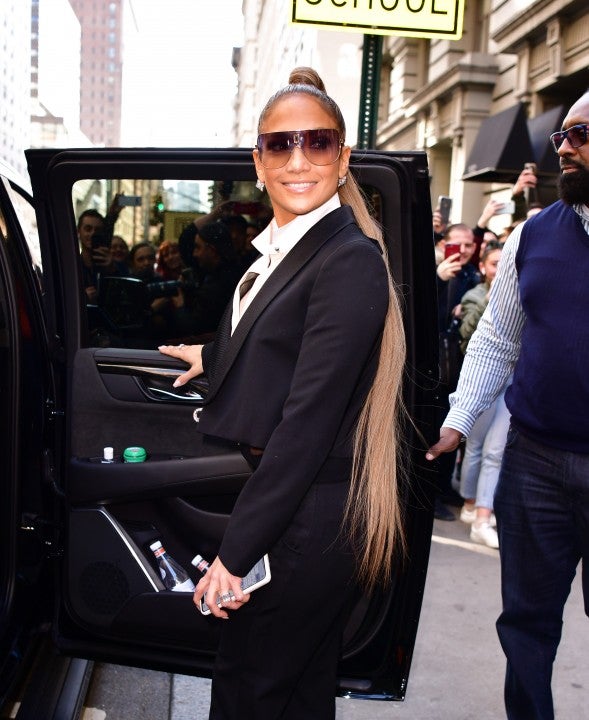 Jennifer Lopez with long ponytail in nyc