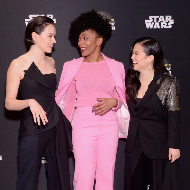 Daisy Ridley, Naomi Ackie and Kelly Marie Tran at star wars event in chicago