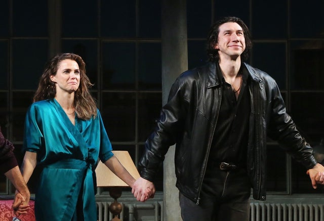 Keri Russell and Adam Driver take opening night curtain call in Burn This 