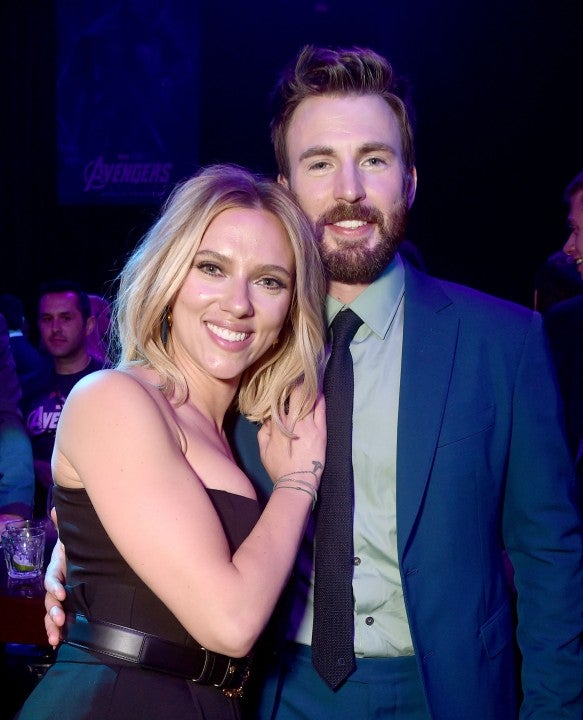 Scarlett Johansson and Chris Evans inside endgame premiere