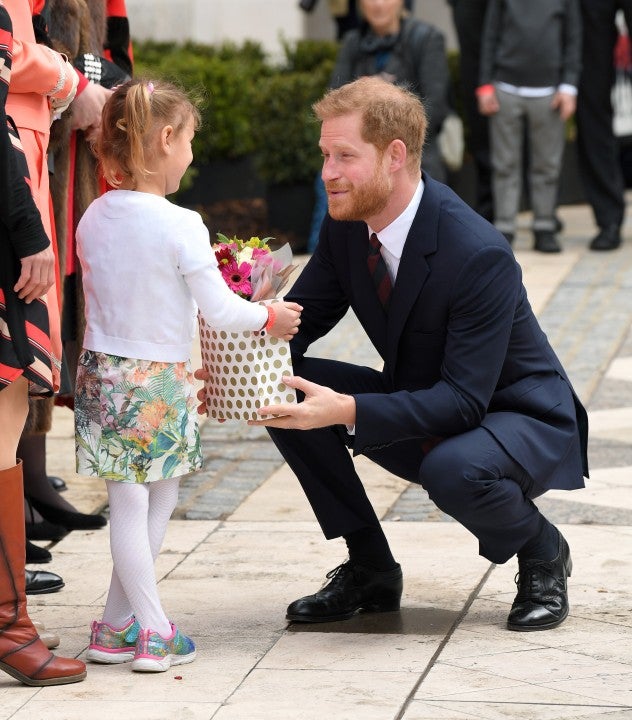 Prince Harry gets flowers in london