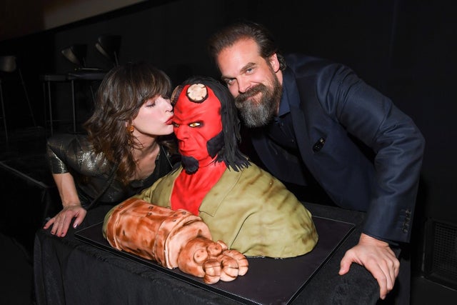 Milla Jovovich and David Harbour at hellboy premiere in Toronto