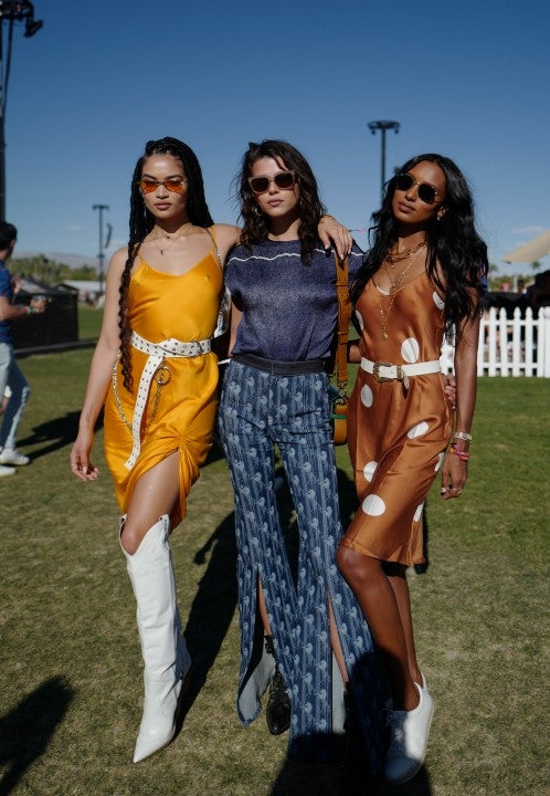 Shanina Shaik, Georgia Fowler and Jasmine Tookes at Coachella day one