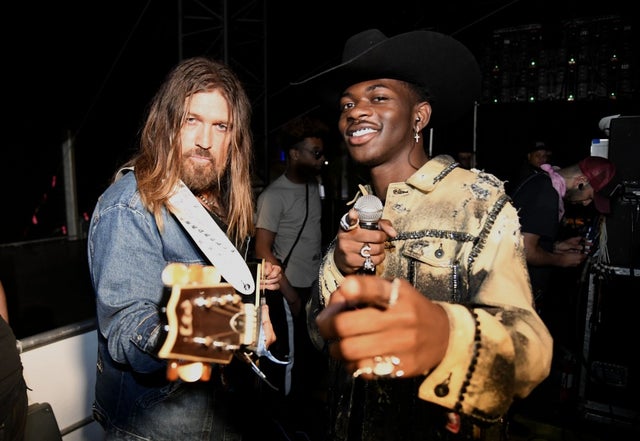 Billy Ray Cyrus and Lil Nas X backstage at the 2019 Stagecoach Festival 