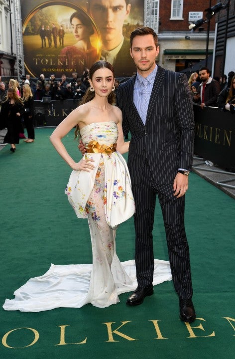 Lily Collins and Nicholas Hoult at tolkien uk premiere