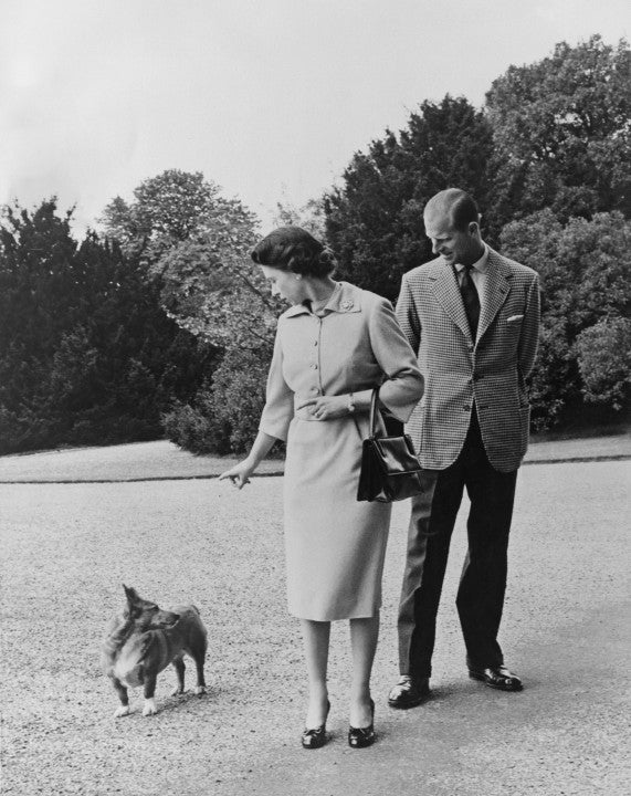 Queen Elizabeth II and Prince Philip with dog sugar