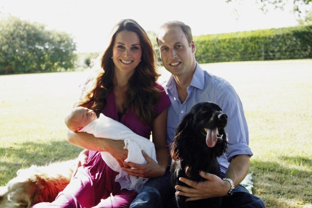 Kate Middleton and Prince William with PRince George and dog Lupo