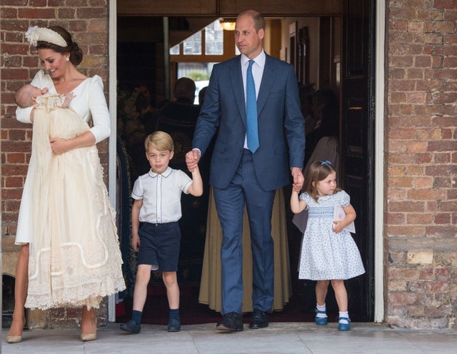 Kate Middleton, Prince George, Prince William and Princess Charlotte at Prince Louis' christening
