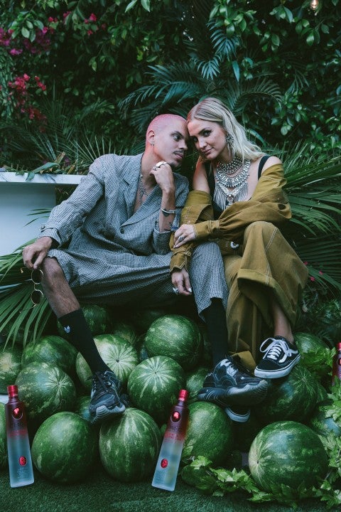 Evan Ross and Ashlee Simpson Ross at ciroc house at coachella