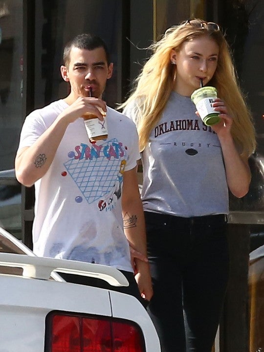 Joe Jonas and Sophie Turner sip on drinks on Ventura Blvd