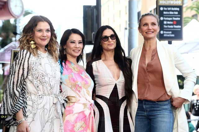 Drew Barrymore, Cameron Diaz, Demi Moore and Lucy Liu at the Hollywood Walk of Fame ceremony on May 1.