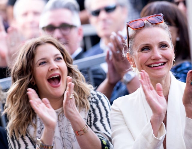 Drew Barrymore and Cameron Diaz at lucy liu hollywood star of fame ceremony