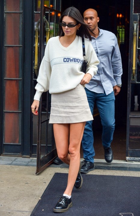 Kendall Jenner in cowboys sweater in nyc