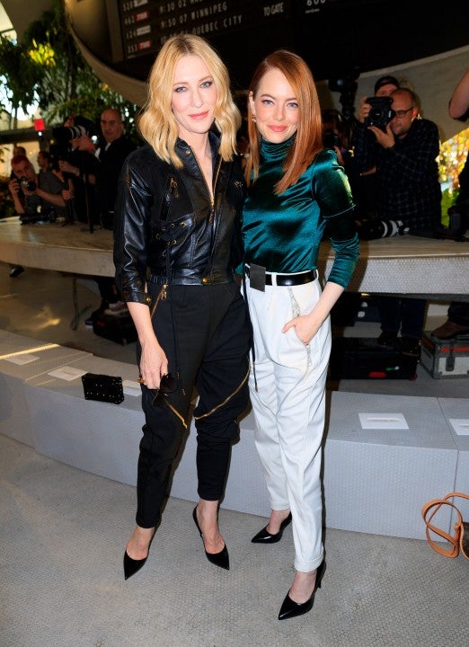 Cate Blanchett and Emma Stone at Louis Vuitton fashion show on may 8