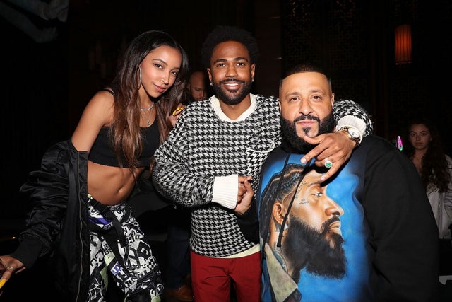 Tinashe, Big Sean and DJ Khaled at dj khaled album release dinner at tao in nyc