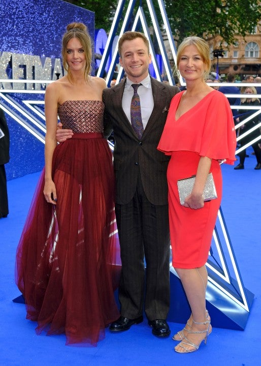 Taron Egerton with girlfriend and mom at Rocketman premiere in London on May 20