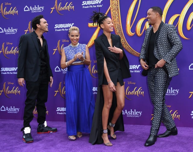 Trey Smith, Jada Pinkett Smith, Willow Smith and Will Smith at Aladdin world premiere in Hollywood