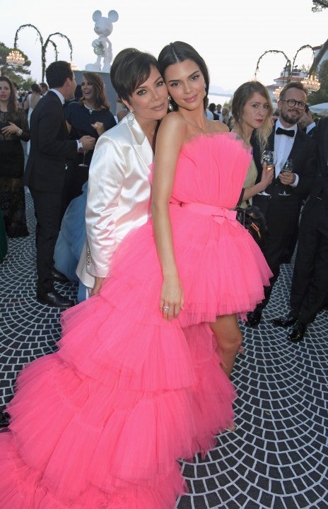 Kris Jenner and Kendall Jenner at amfAR cannes gala