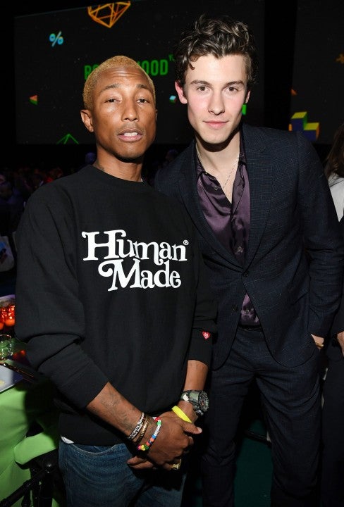Pharrell Williams and Shawn Mendes at robin hood 2019 benefit