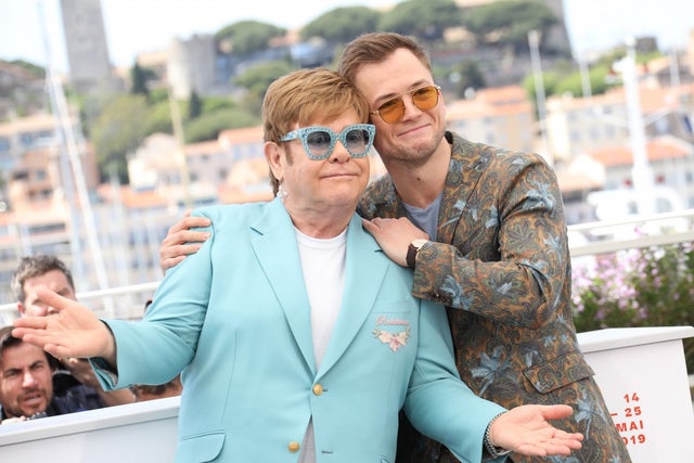 Elton John and Taron Egerton at the photocall for "Rocketman" during the 72nd annual Cannes Film Festival 