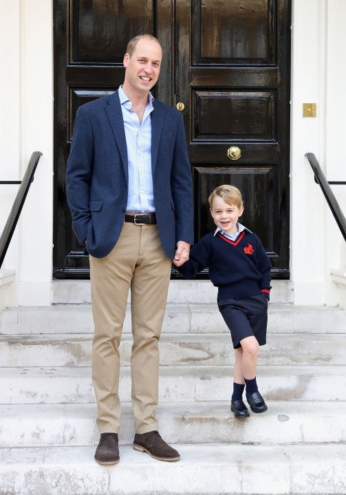 Prince William and Prince George on george's first day of school in September 2017