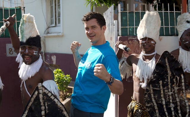 Orlando Bloom with unicef in Mozambique