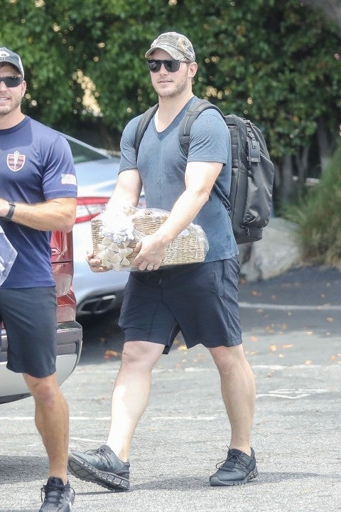 Chris Pratt carries gift basket days after wedding