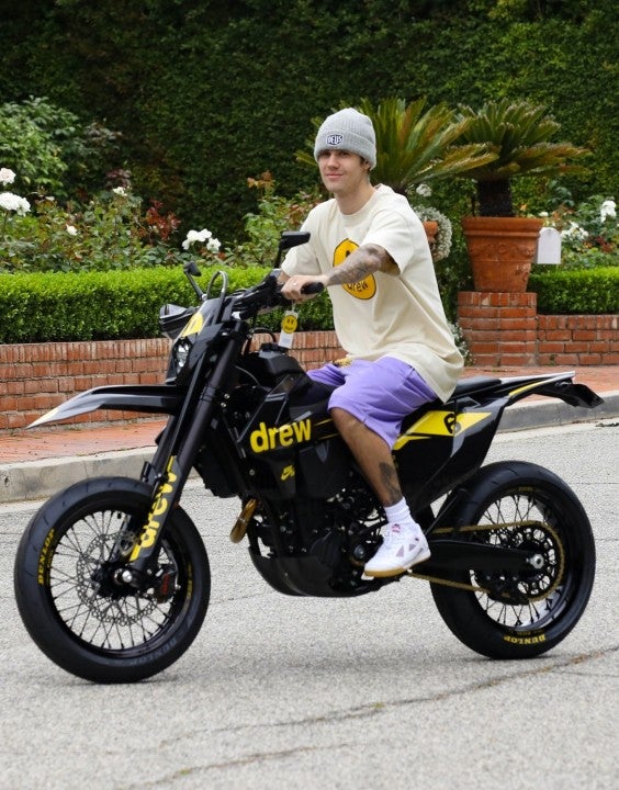 Justin Bieber on custom dirt bike