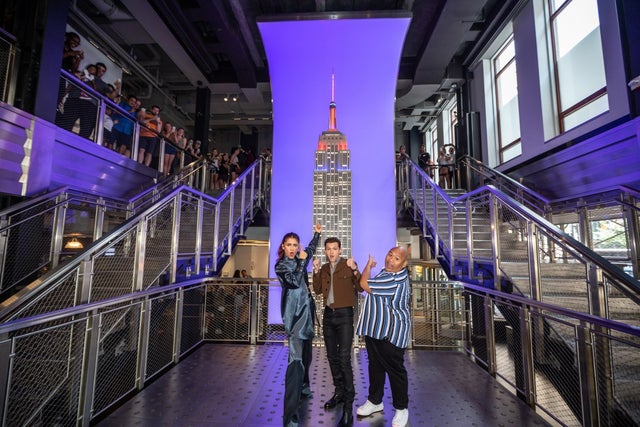 Zendaya, Tom Holland and Jacob Batalon at Empire State Building