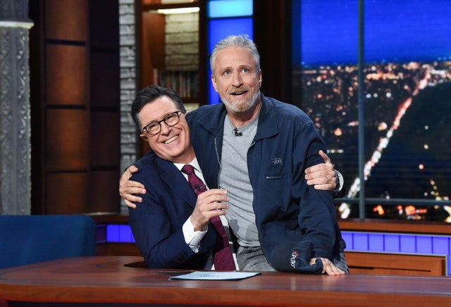 Stephen Colbert and guest Jon Stewart during Monday's June 17, 2019 show