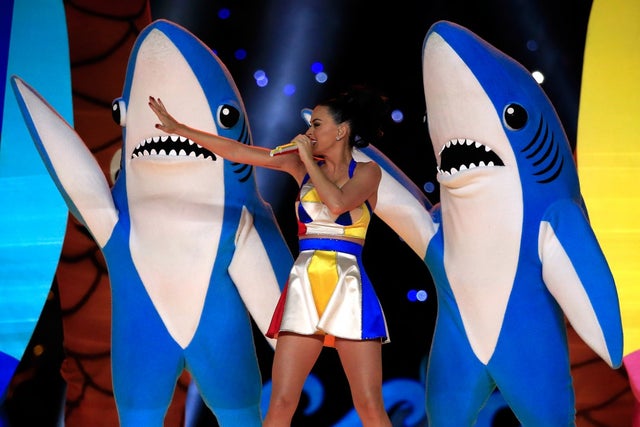 Katy Perry and Left Shark in Super Bowl show 2015