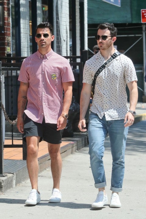 Joe Jonas and Kevin Jonas in soho on july 20