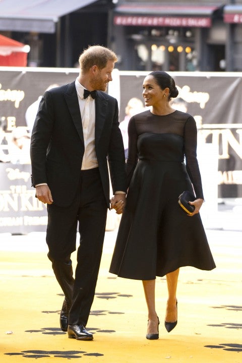 Prince Harry and Meghan Markle at the lion king premiere