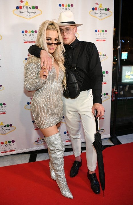 Tana Mongeau and Jake Paul at their wedding reception at Sugar Factory on July 28